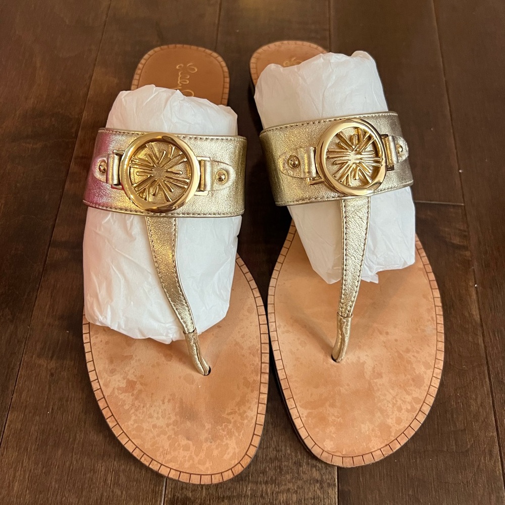 Lilly Pulitzer Rousseau Sandal in Gold Metallic | Size 10 | VGUC